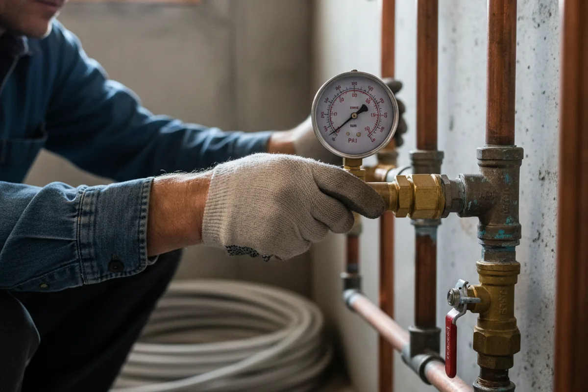 Pressure testing a repaired line during Water Line Repair in Port Orford